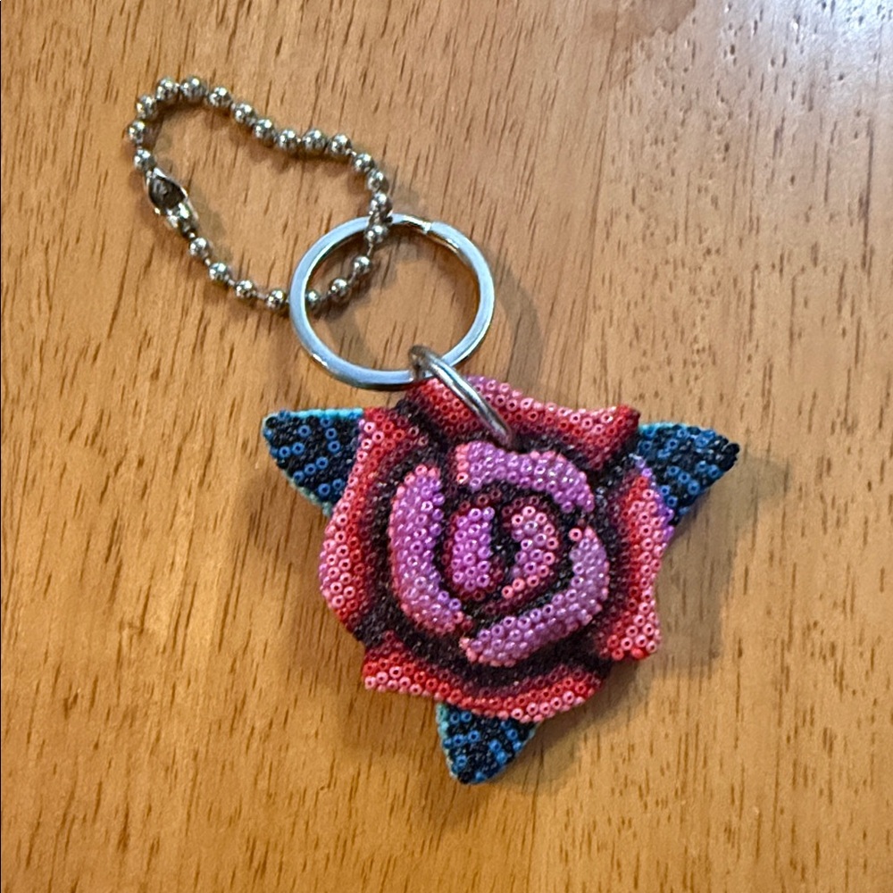 Consuela Beaded Rose Bag Charm NWOT